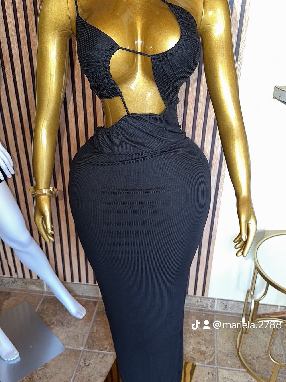 Fashion Nova Black Cutout Ribbed Maxi Dress